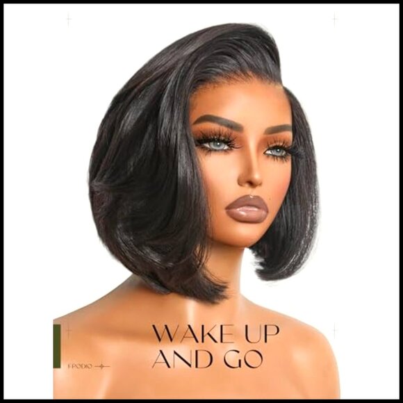 Glueless Lace Front Bob Wig Human Hair Pre-Styled Short Straight Ready To Wear main image 4